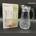 1.8L Clear Glass Water Jug with Handle & Lid – Decorative Design