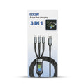 100W 3-in-1 Fast Charging Braided USB Cable – USB to Type-C, Lightning & Micro USB