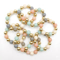 12-Piece Pastel & Gold Beaded Bracelet Set | Elegant Stackable Fashion Jewelry
