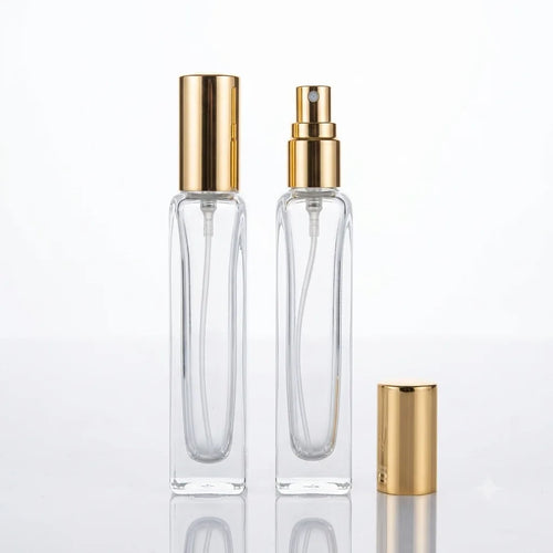 15ml Clear Glass Empty Perfume Spray Bottle with Gold Cap – Refillable Atomizer (1 Piece)