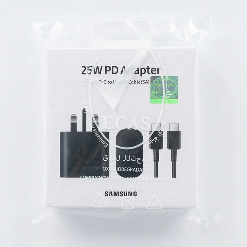 25W USB-C PD Fast Charging Power Adapter with USB-C to USB-C Cable – UK 3-Pin Charger