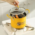 2L Deep Fryer Pot with Strainer Basket & Glass Lid – Non-Stick Yellow Frying Pot for Home Cooking