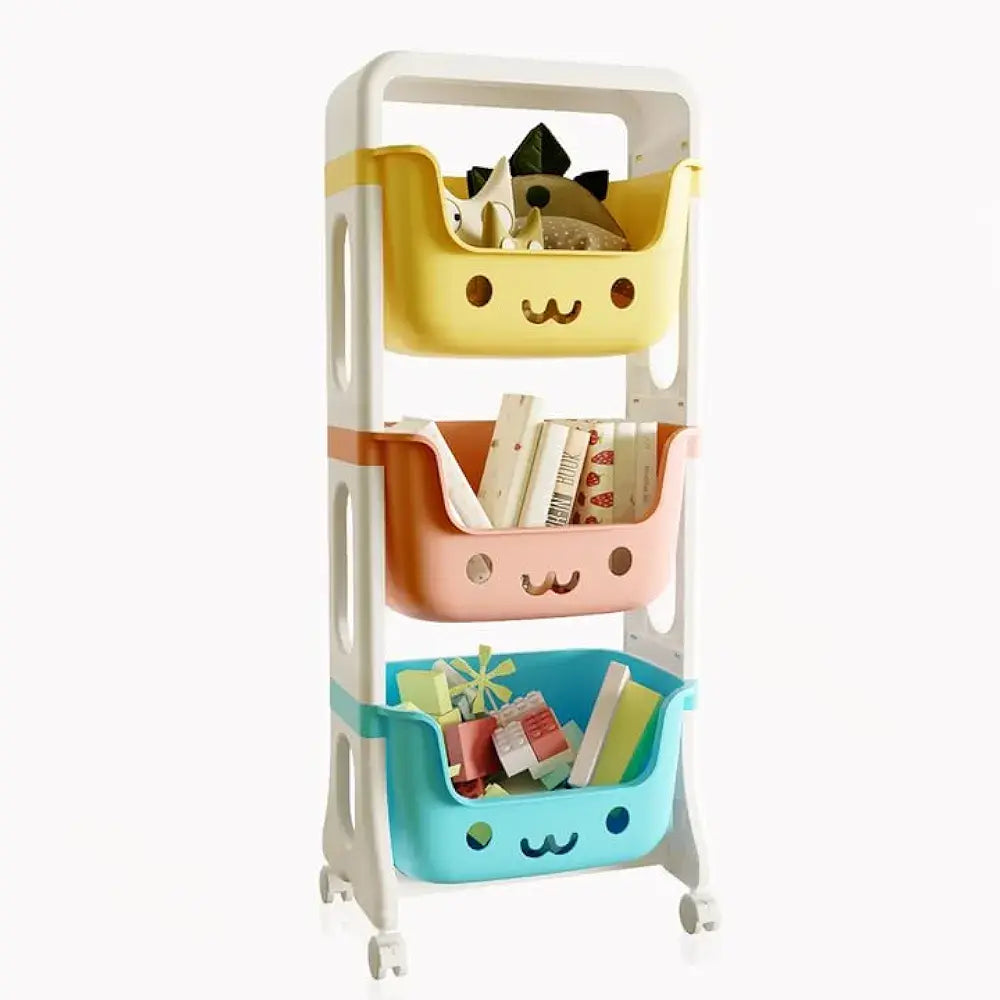 3-Layer Kids Storage Rack with Wheels | Toy & Book Organizer