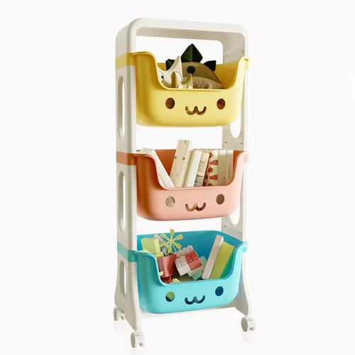3-Layer Kids Storage Rack with Wheels | Toy & Book Organizer