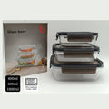 3-Piece Glass Food Storage Container Set – 400ml / 600ml / 1000ml | Airtight & Microwave Safe