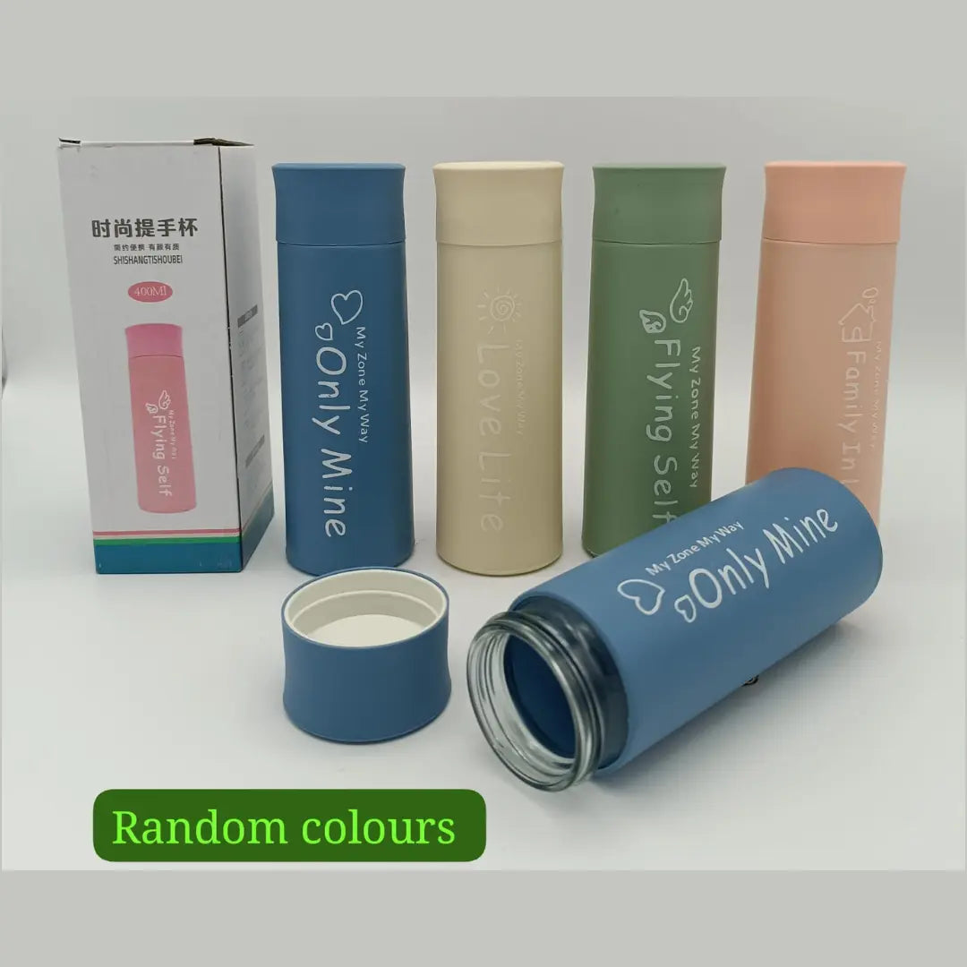 400ml Glass Water Bottle with Protective Sleeve – Random Colours (Leak-Proof Travel Bottle)