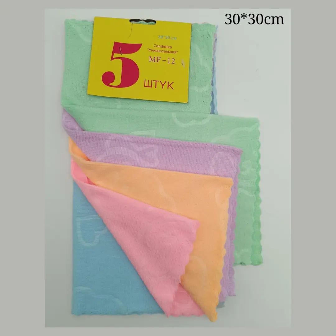 5-Piece Microfiber Kitchen Towel Set – 30x30cm Pastel Colors