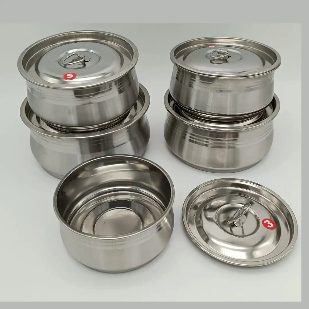5pcs Stainless Steel Cooking Pot Set – Heavy Duty & Durable Kitchen Cookware