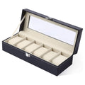 6-Slot Watch Organizer Box – PU Leather Watch Storage Case with Glass Lid