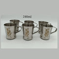 6pcs Stainless Steel Mug Set 240ml – Durable Floral Tea & Coffee Mugs