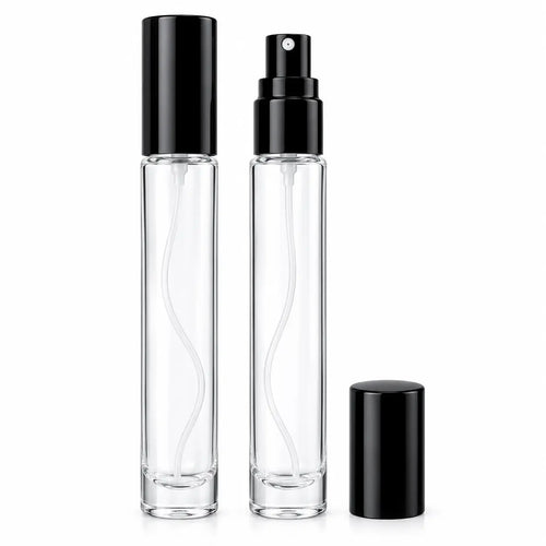 10ml Clear Glass Empty Perfume Spray Bottle with Gold Cap – Refillable Atomizer (1 Piece)