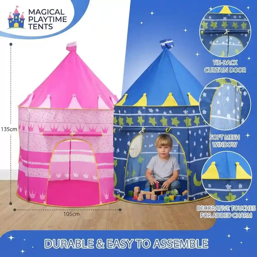 Kids Play Tent House – Foldable Indoor & Outdoor Princess Castle Play Tent