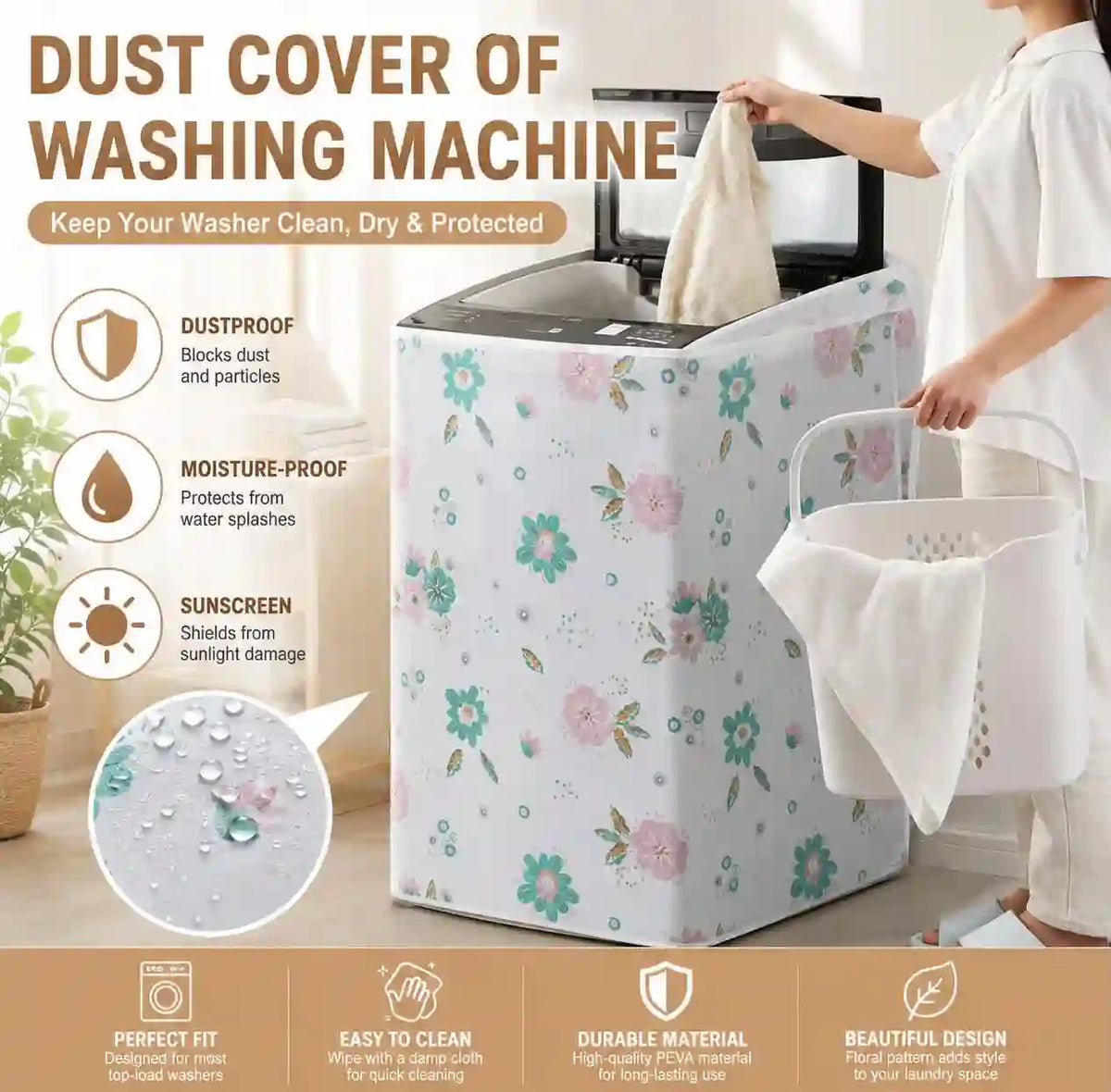 Waterproof Washing Machine Cover for 7kg Top Loading Washing Machines