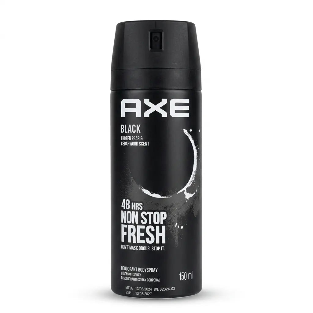 AXE Black Deodorant Body Spray for Men | 150ml | 48Hr Non-Stop Fresh | Frozen Pear & Cedarwood