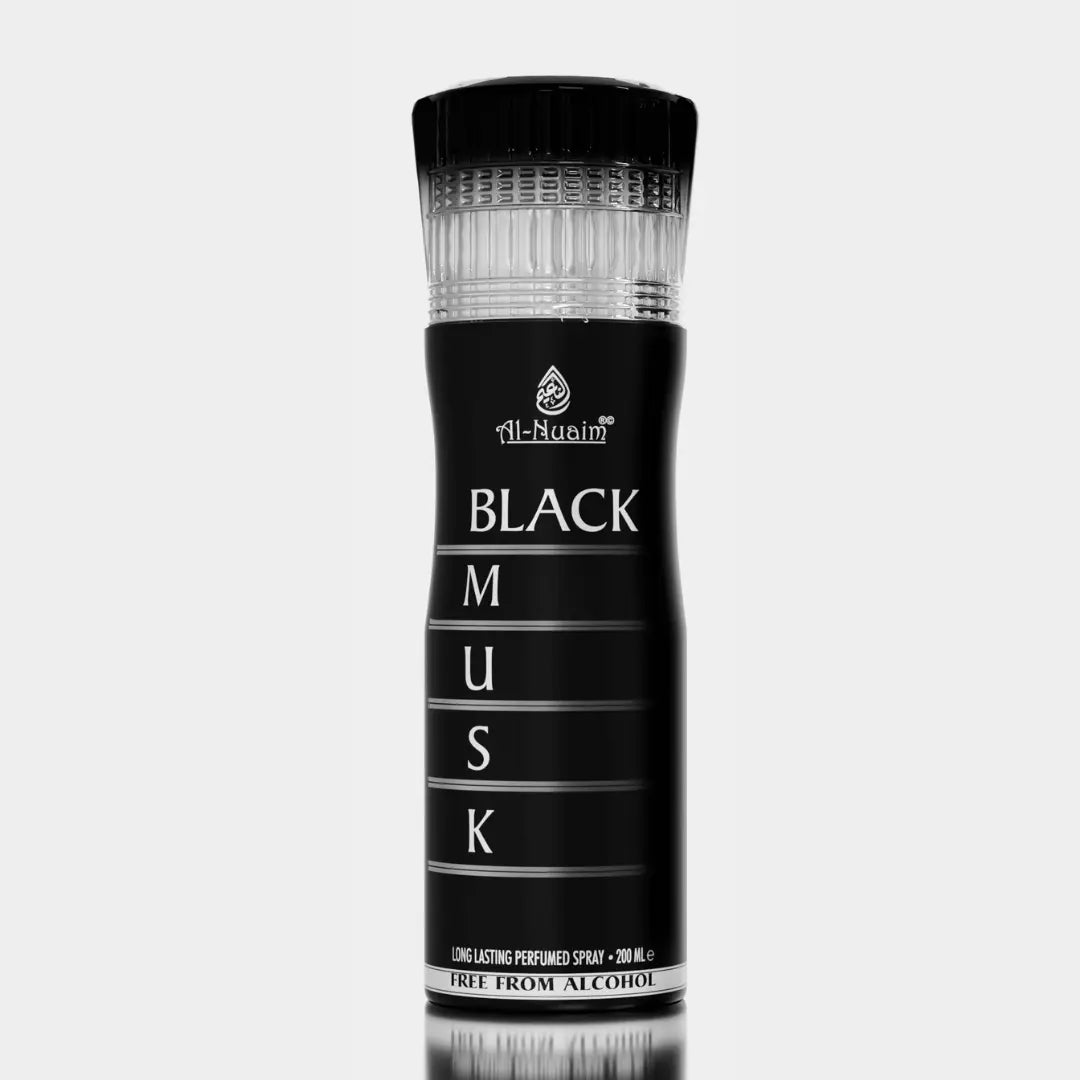 Al-Nuaim Black Musk 200ml Body Spray | Long-Lasting Alcohol-Free Perfumed Spray for Men & Women