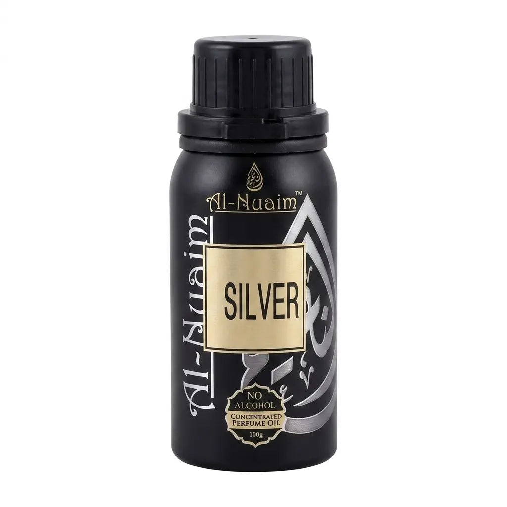 Al-Nuaim Silver Concentrated Perfume Oil | 100g | Alcohol-Free Attar | Men