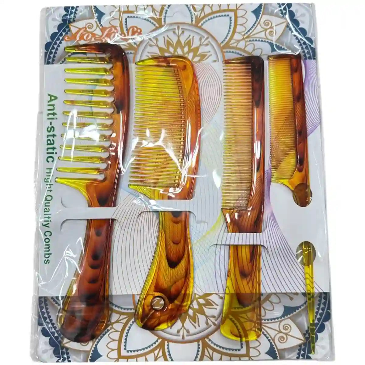 Anti-Static Tortoiseshell Comb Set | 4-Piece High Quality Combs