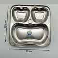 Apple Shape Stainless Steel Kids Plate – 3 Compartments (22×22.5cm)