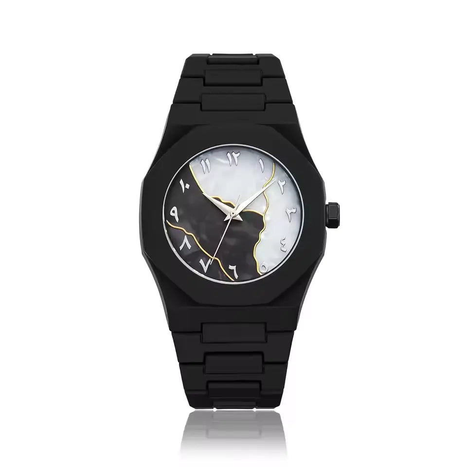Black Kintsugi Arabic Dial Luxury Watch