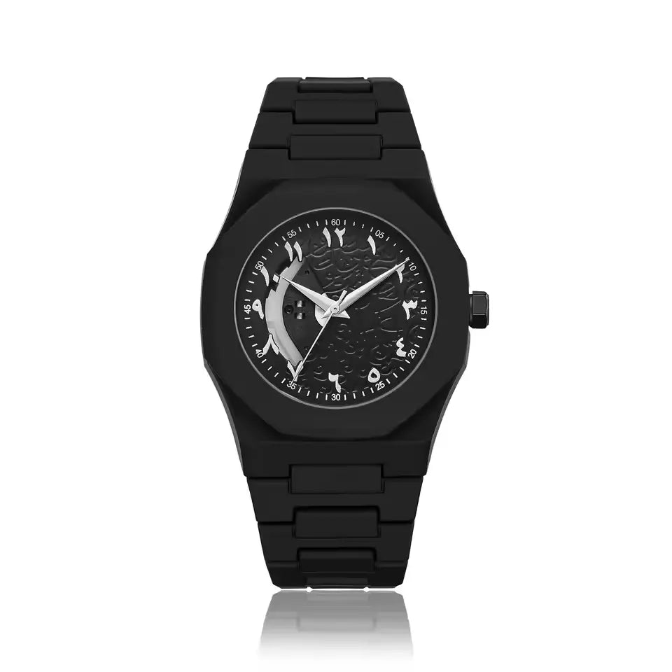Black Onyx Arabic Numeral Wrist Watch