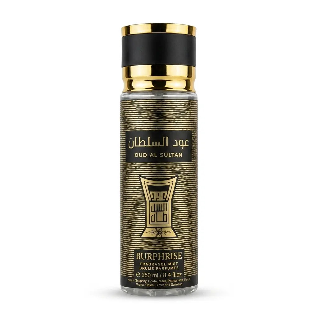 Burphrise Oud Al Sultan Fragrance Mist | 250ml | Rich Arabian Oud Body Mist | Unisex