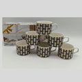 Ceramic Coffee Cup Set – 6 Piece | Woven Pattern | Modern Home Coffee Cups