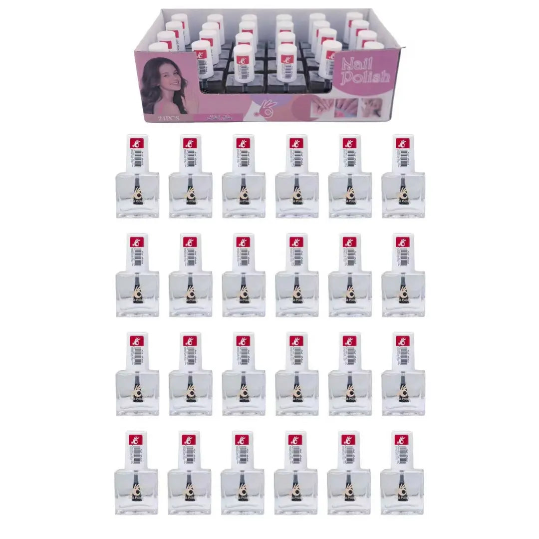 Clear Base & Top Coat Nail Polish Set – 24 Bottles | Nail Protector & Finisher