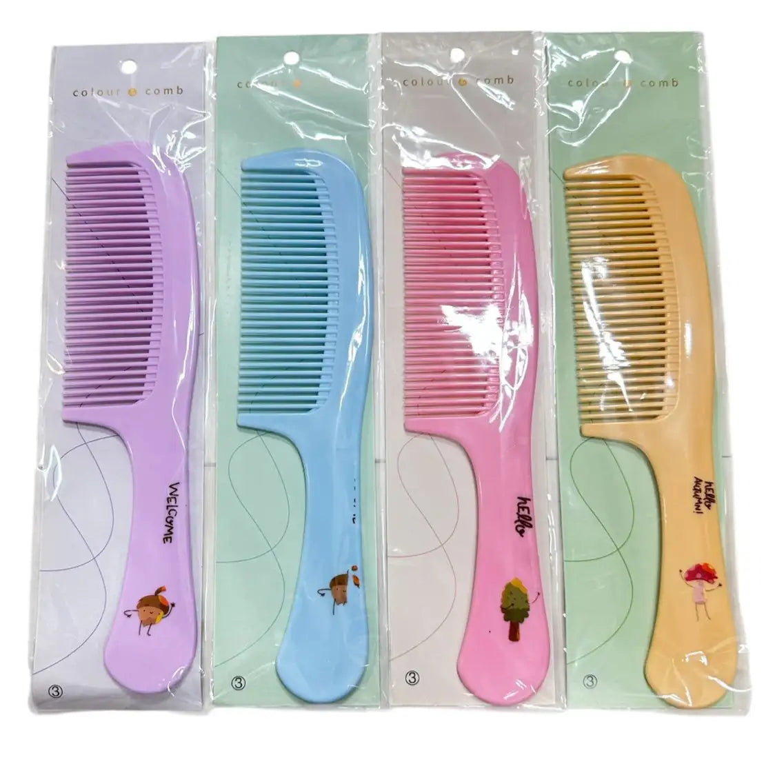 Colour & Comb Pastel Hair Comb | Cute Printed Handle Comb