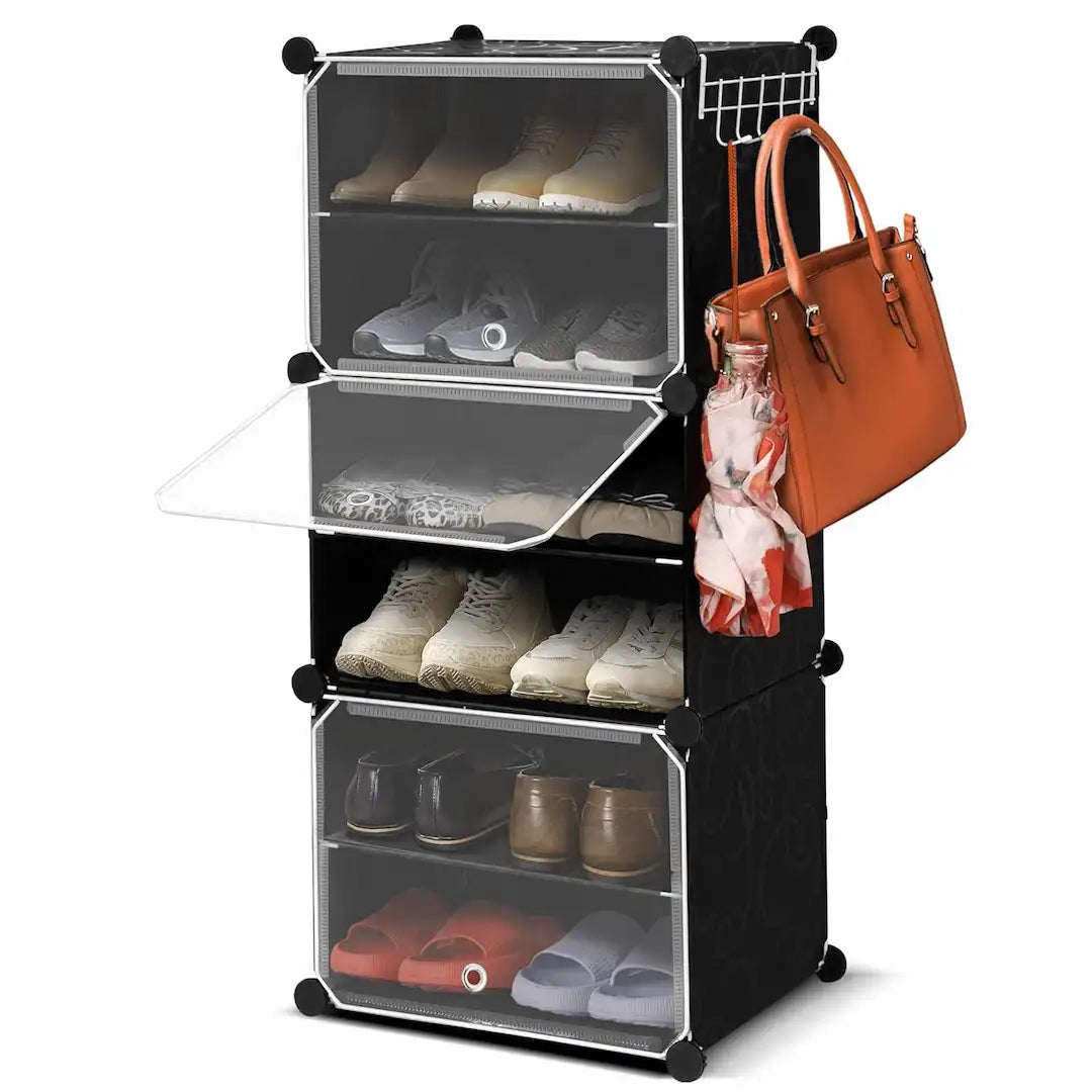 Compact 3-Tier Shoe Rack Organizer with Transparent Doors – Holds Up to 12 Pairs