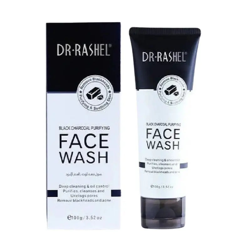 DR·RASHEL Black Charcoal Face Wash 100g – Deep Cleanser for Oily Skin, Acne & Blackheads