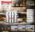Diamond Aluminium Pressure Cooker with GRS Safety System | 5 Year Warranty | Lead-Free Safety Valve | Even Heating | Made in India | Available in 3L, 5L & 7.5L
