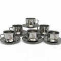 Double Wall Stainless Steel Cup & Saucer Set – 80ml (12 Pcs)