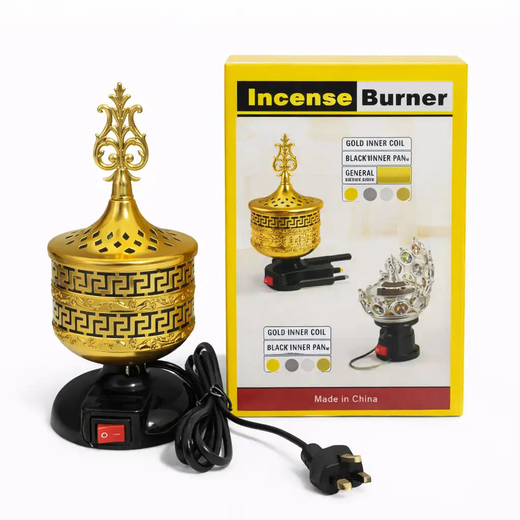 Buner Design Electric Incense Burner Bakhoor Burner – Gold Design – BIG PETTAH