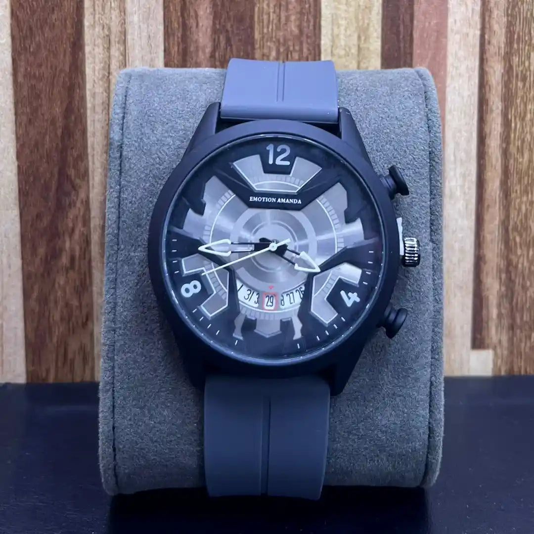 Emotion Amanda Men’s Sport Watch – 3D Dial, Silicone Strap | Black, Grey, Blue