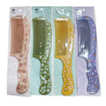 Floral Pattern Detangling Hair Comb with Ergonomic Handle (1 Piece - Random Color)