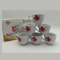 Floratte 6-Piece Ceramic Cup Set – Elegant Floral Design | 180ml