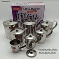 Gichi 14pcs Stainless Steel Mug Set with Lids – 7cm to 13cm | Premium Steel Cups