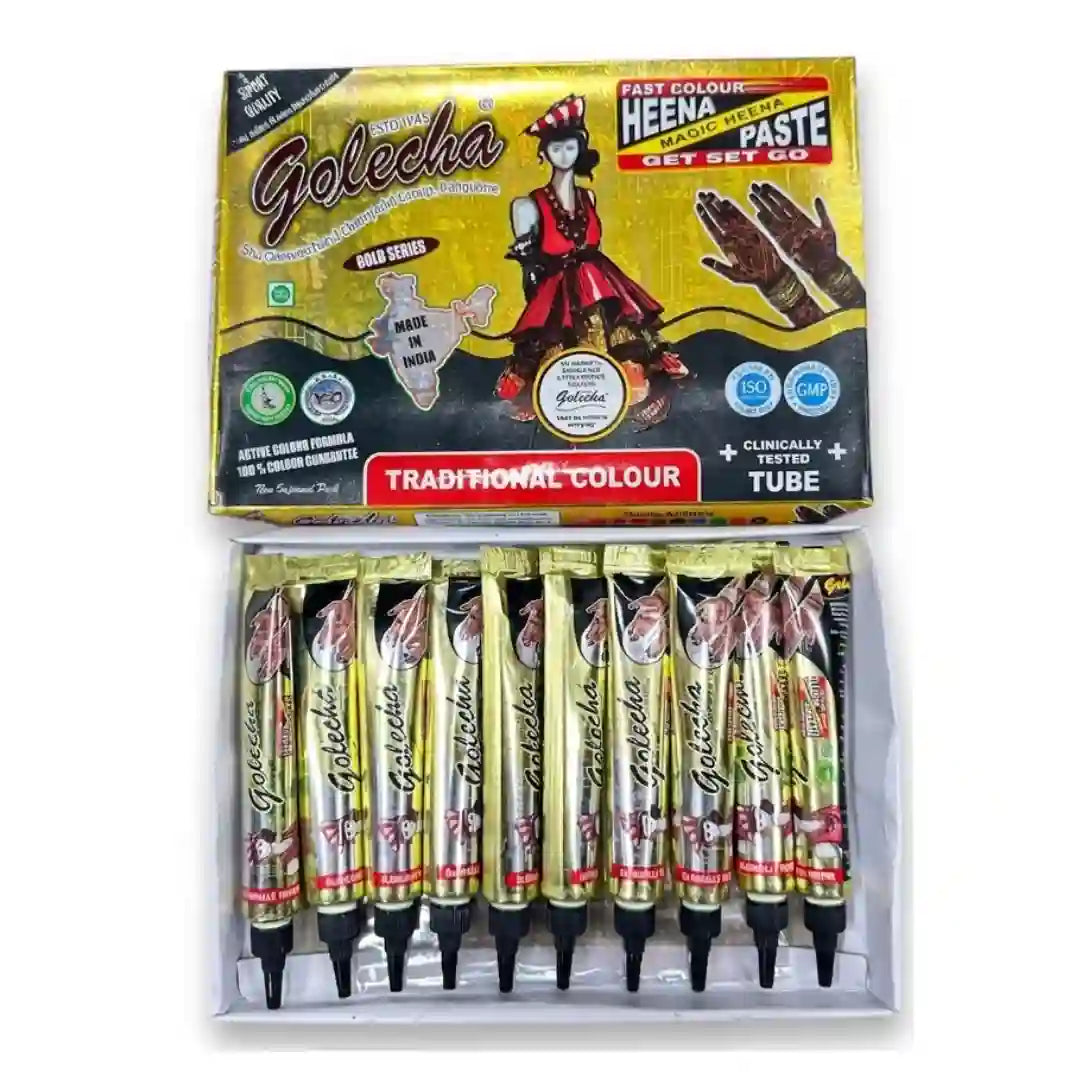 Golecha Magic Henna Paste Tube – Instant Maroon Color for Precision Body Art & Traditional Design