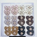Heart Pearl Hair Clips – 12pcs Matte Fabric Set | Girls & Women Accessories