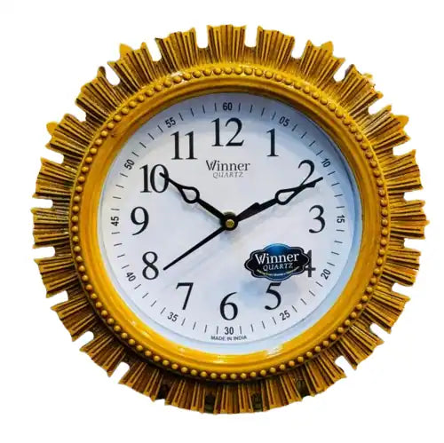 Golden Sunburst Designer Wall Clock 10 Inch