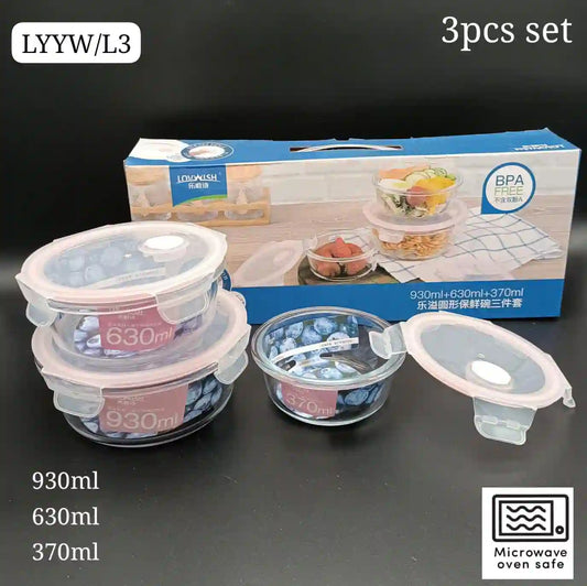 3-Piece Round BPA-Free Food Storage Container Set with Lids