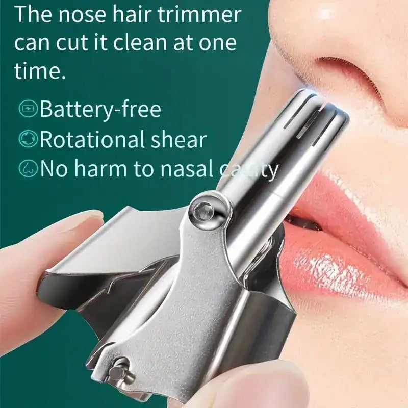 Manual Nose Hair Trimmer - Stainless Steel with Cleaning Brush