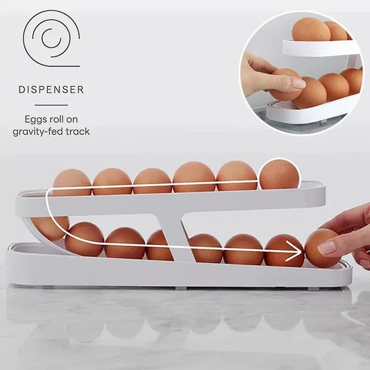 Gravity-Fed Egg Dispenser - Two-Level Rolling Track Design