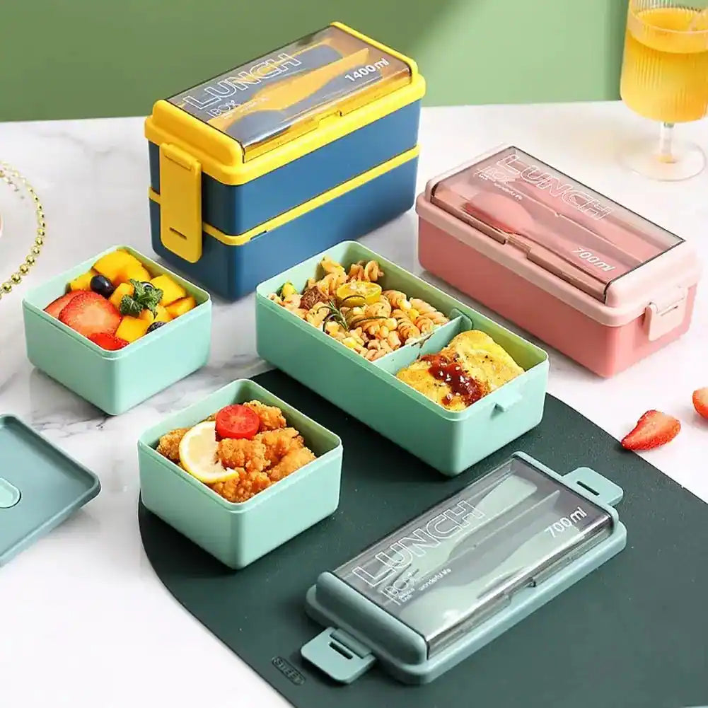 1400ml Bento Lunch Box - Double Layer with Chopsticks