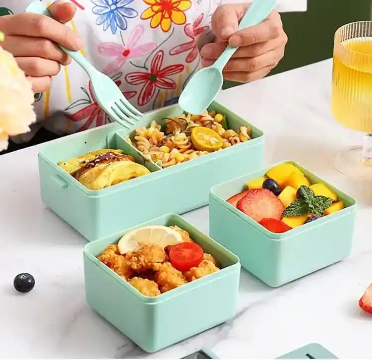 1400ml Bento Lunch Box - Double Layer with Chopsticks