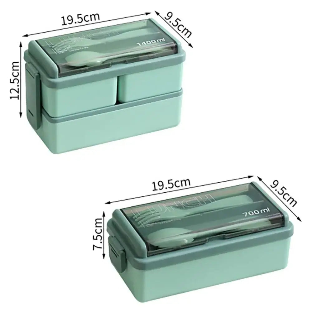 1400ml Bento Lunch Box - Double Layer with Chopsticks