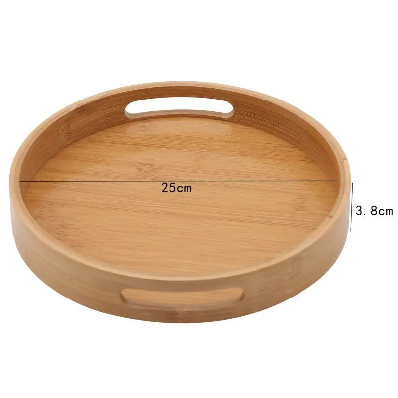 Round Wooden Tray with Cut-Out Handles - 25cm