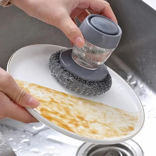 Dish Scrubber with Built-In Soap Dispenser