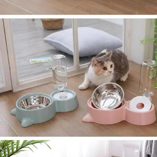 Pet Feeding Bowl with Automatic Water Dispenser