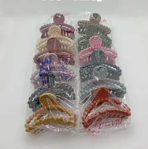 Bubble D Shape Hair Claw Clips for Women Set of 12pcs